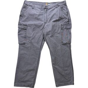 Carhartt Rugged Canvas Cargo Work Pants Gray Relaxed Fit Utility W42 L30 Mens